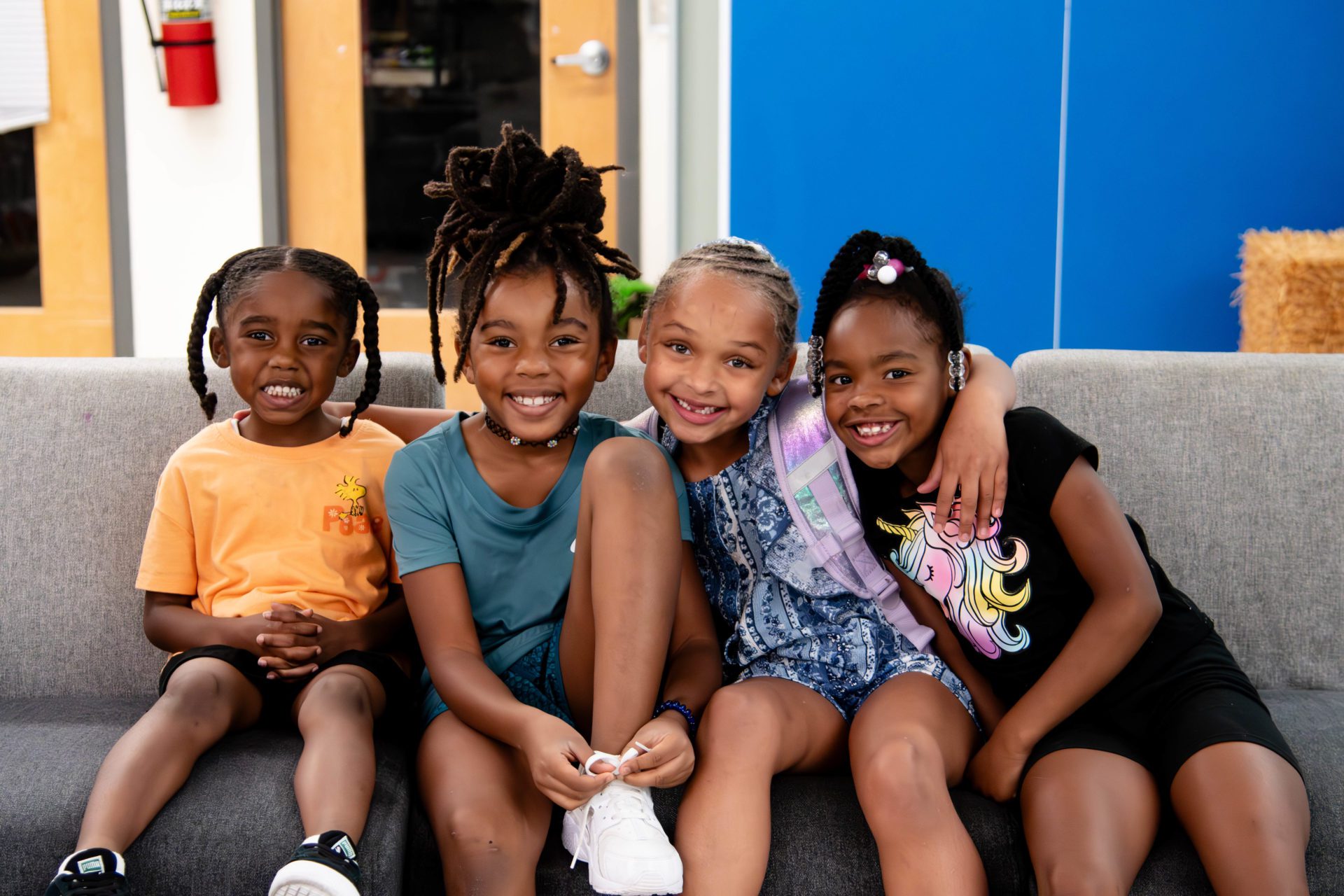 A group of smiling children.