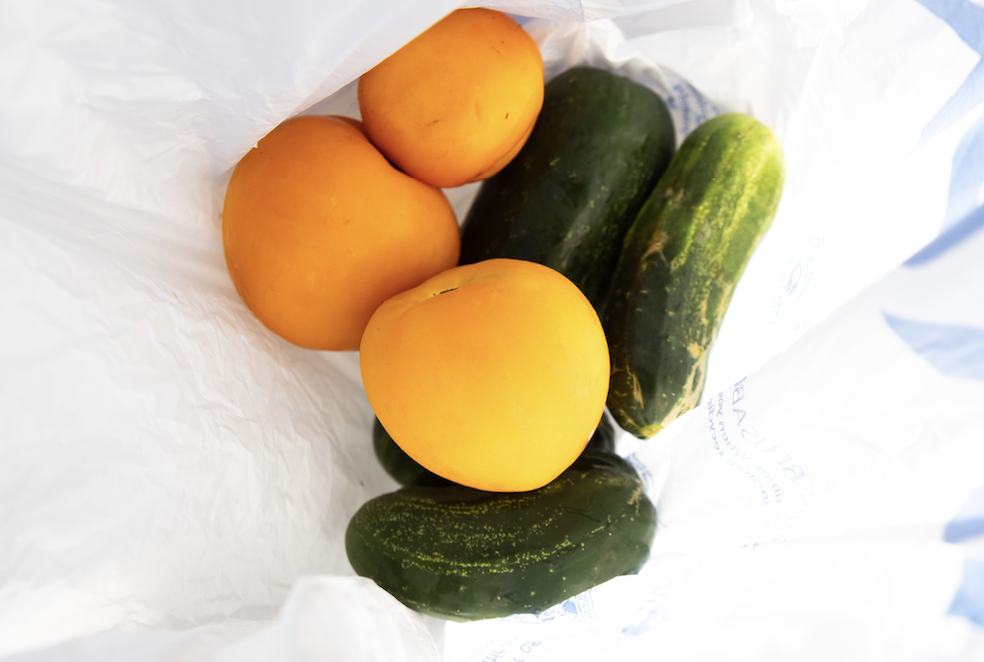 Veggies on a tablecloth